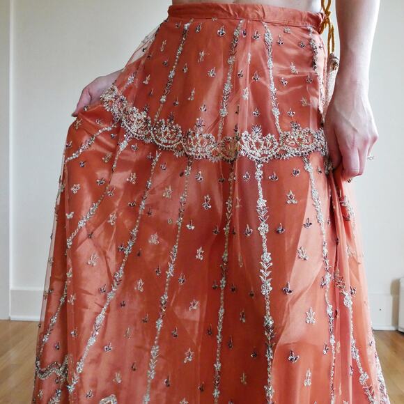 Vintage Beaded Skirt Low Rise Maxi Fairy Embroidered Indian Intricately Beaded - Picture 3 of 10
